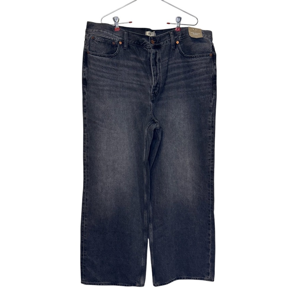 Madewell Womens Jeans Low Slung Baggy Button Fly Streetwear Black Gray 33 NWT